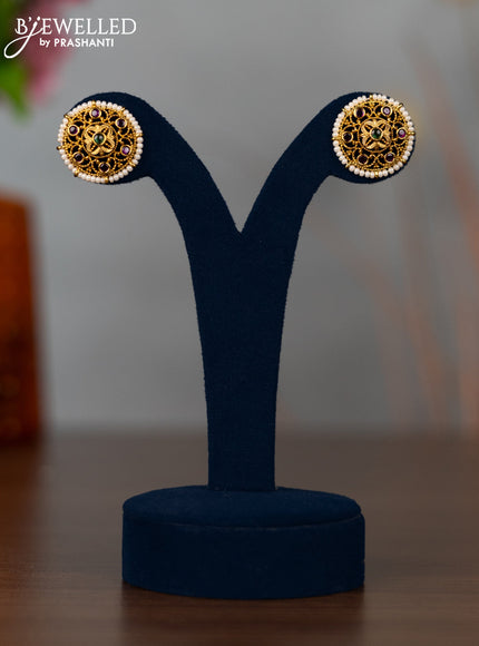 Antique earrings with kemp stones and pearls