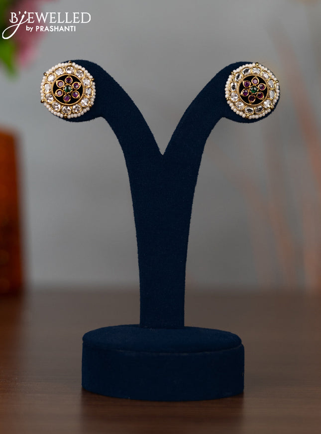 Antique earrings with kemp & cz stones and pearls