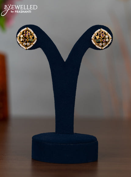 Antique earrings with kemp & cz stones and pearls
