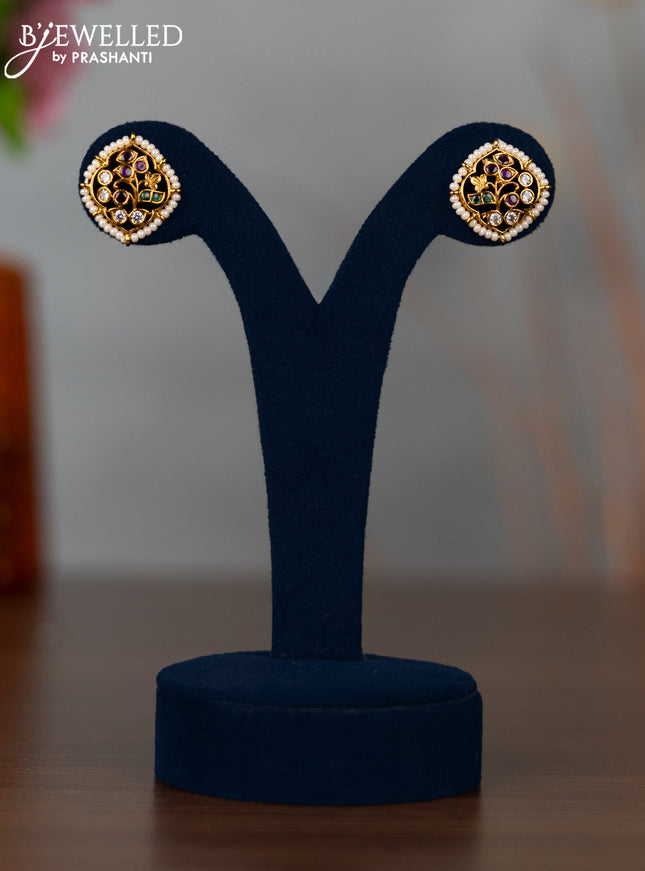 Antique earrings with kemp & cz stones and pearls