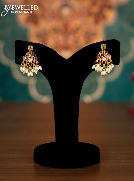 Antique guttapusalu necklace with kemp & cz stones and pearl hangings