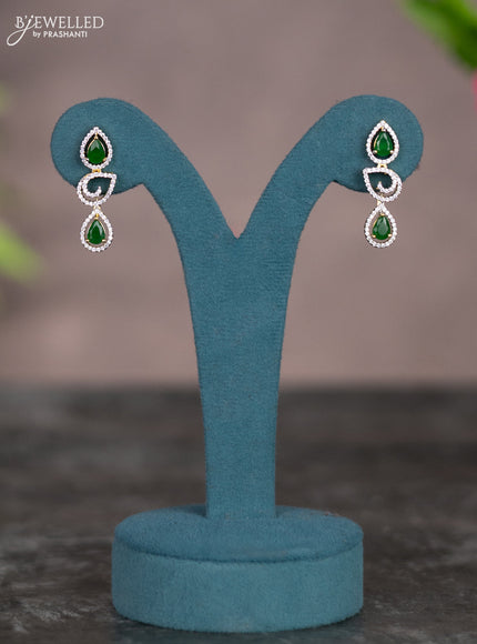 Zircon necklace with emerald and cz stones in gold finish