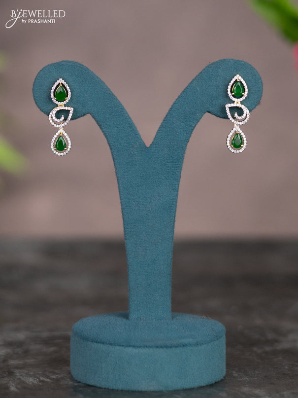 Zircon necklace with emerald and cz stones in gold finish