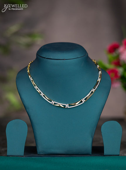 Zircon necklace with cz stones without earrings in gold finish