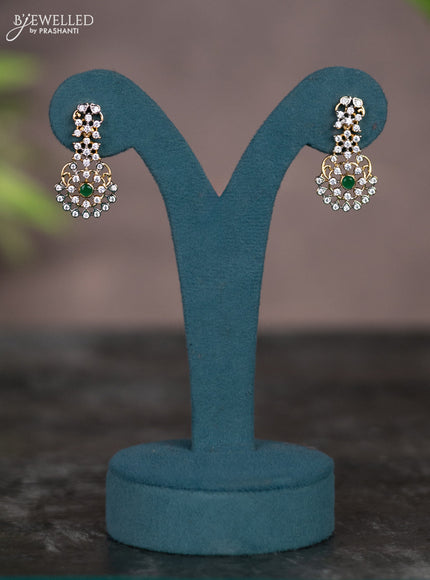 Zircon necklace with emerald and cz stones in gold finish