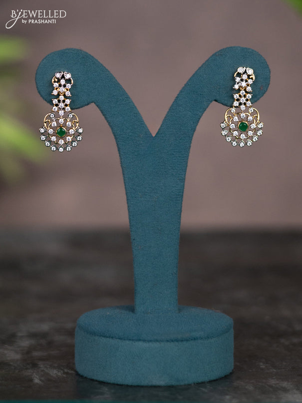 Zircon necklace with emerald and cz stones in gold finish
