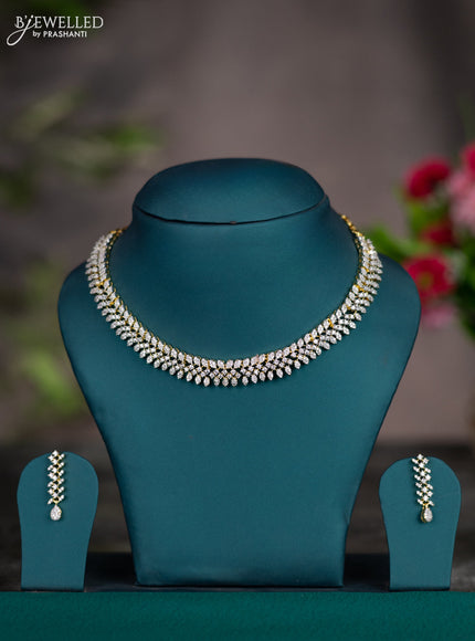 Zircon necklace with cz stones in gold finish
