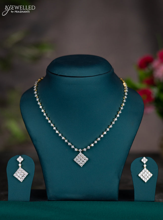 Zircon necklace with cz stones in gold finish