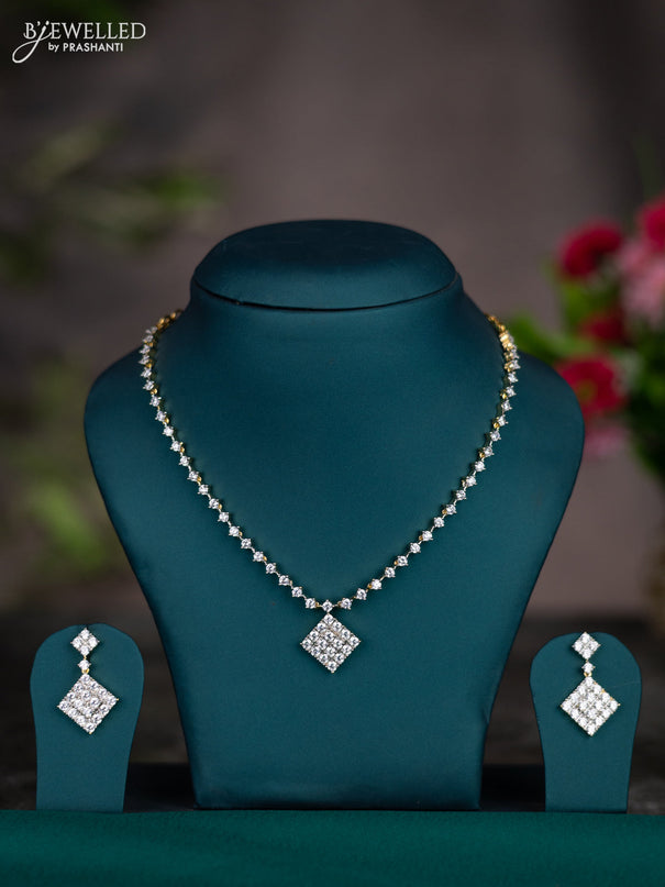 Zircon necklace with cz stones in gold finish