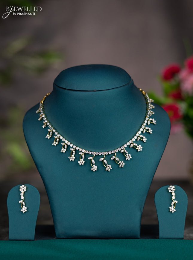 Zircon necklace with cz stones in gold finish
