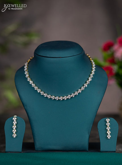 Zircon necklace with cz stones in gold finish