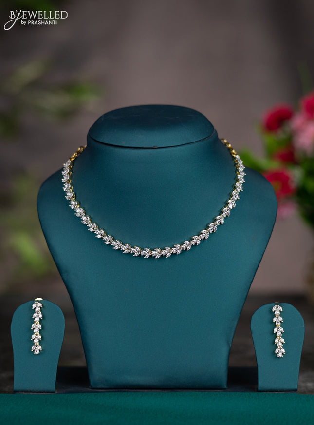 Zircon necklace with cz stones in gold finish