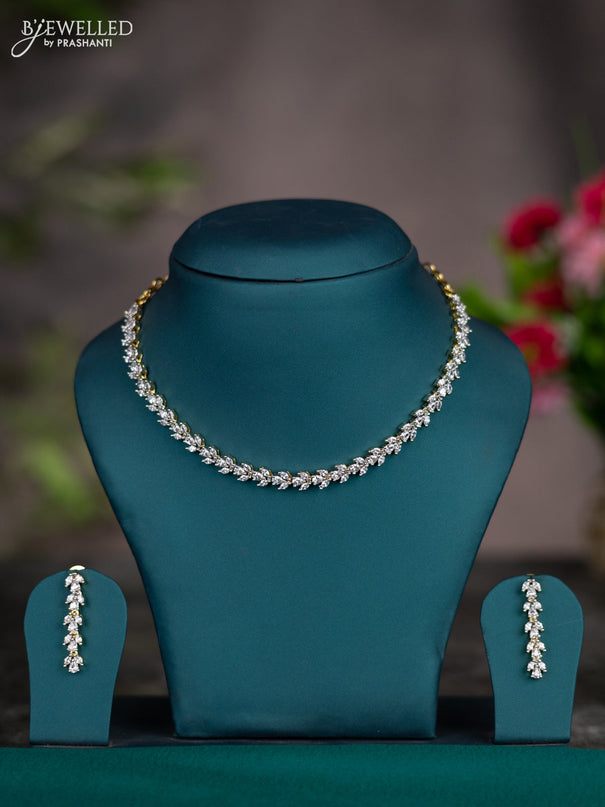 Zircon necklace with cz stones in gold finish