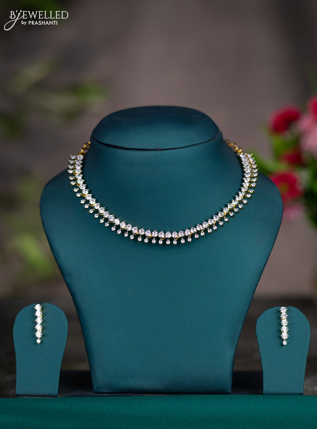 Zircon necklace with cz stones in gold finish