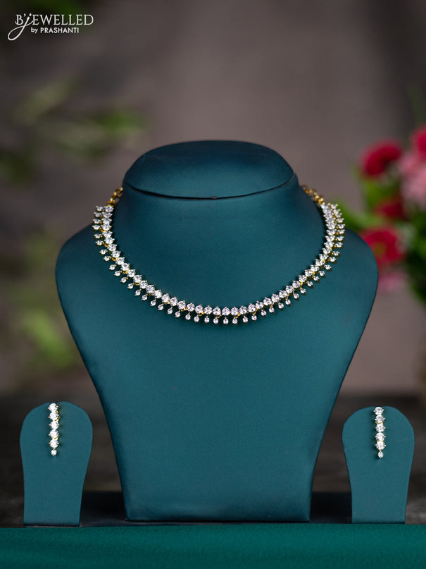 Zircon necklace with cz stones in gold finish