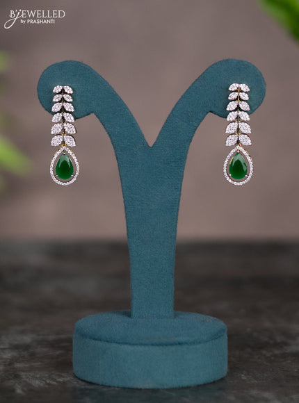Zircon necklace leaf design with emerald and cz stones in gold finish