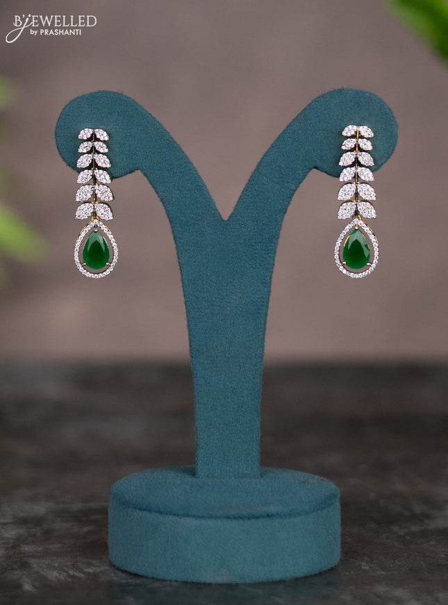 Zircon necklace leaf design with emerald and cz stones in gold finish
