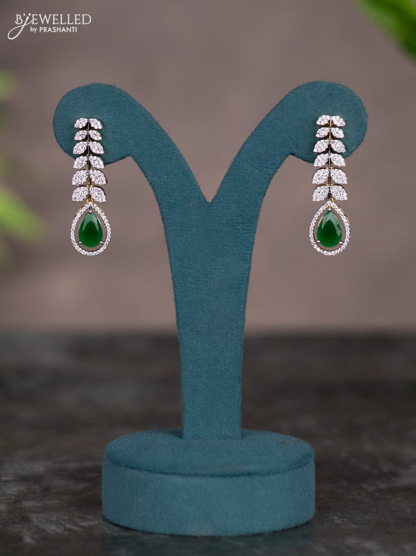 Zircon necklace leaf design with emerald and cz stones in gold finish