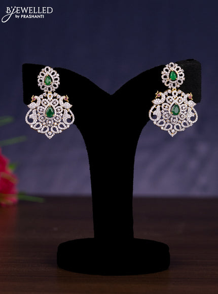 Zircon haram removable pendant with maang tikka and kemp & cz stones in gold finish
