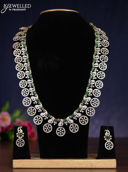 Zircon haram peacock & bottumala design with emerald & cz stones in gold finish