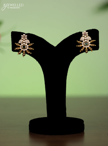 Antique attigai necklace with emerald and cz stones