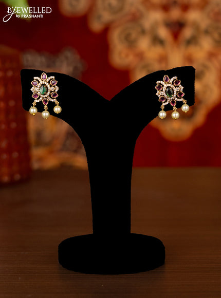 Antique choker peacock design with kemp & cz stones and pearl hangings