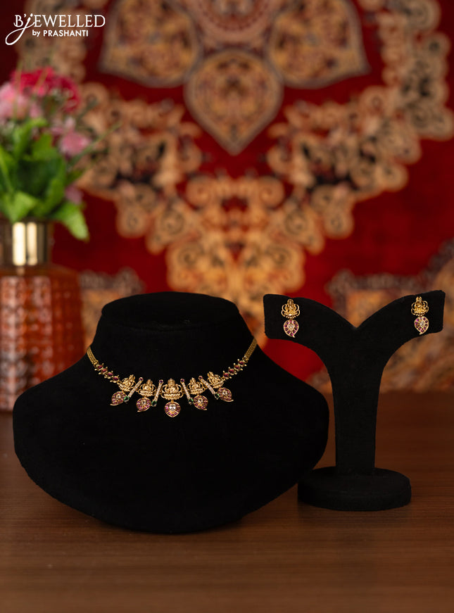 Antique choker lakshmi & manga design with kemp and cz stones