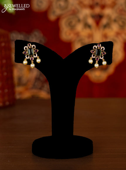 Antique choker peacock design with kemp & cz stones and pearl hangings