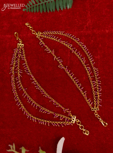 Antique triple layer mattal with pink crystal beads hangings