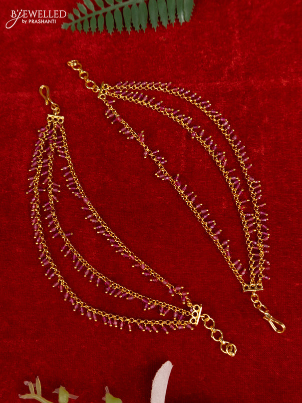 Antique triple layer mattal with pink crystal beads hangings