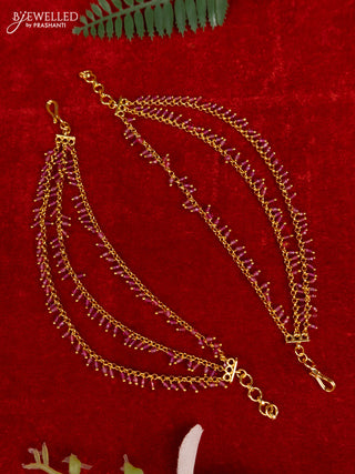 Antique triple layer mattal with pink crystal beads hangings