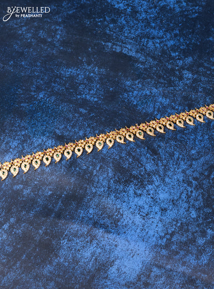 Antique hip chain manga pattern with kemp and cz stones