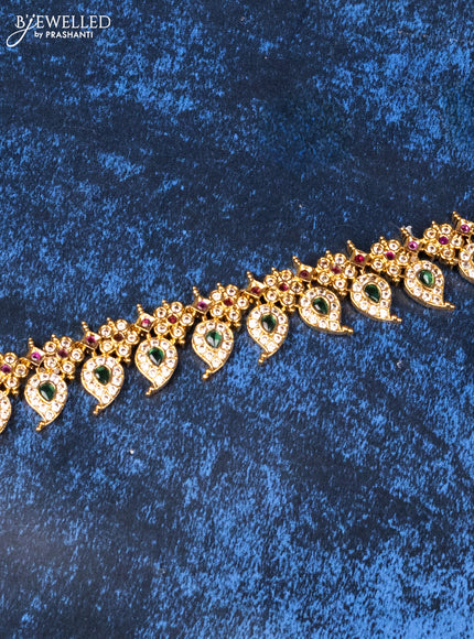 Antique hip chain manga pattern with kemp and cz stones