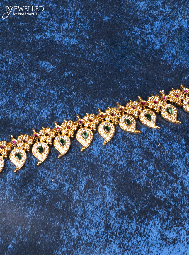 Antique hip chain manga pattern with kemp and cz stones