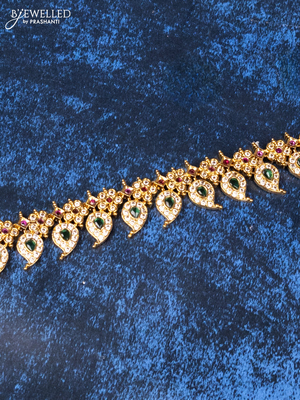 Antique hip chain manga pattern with kemp and cz stones