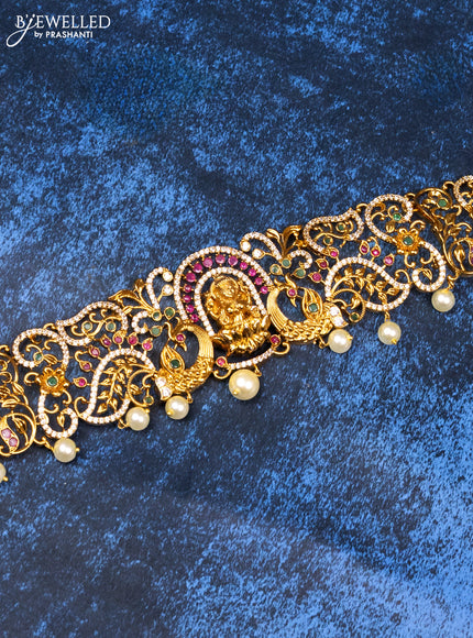 Antique hip belt with kemp & cz stones and pearl hangings
