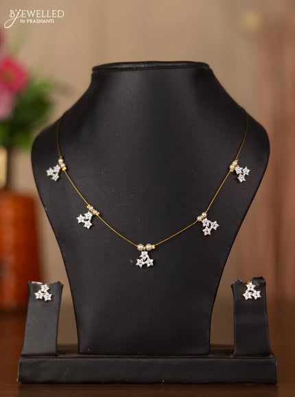 Invisible chain with cz stones in gold finish