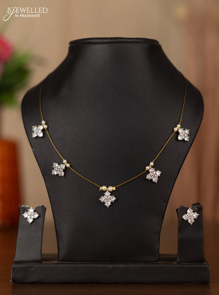 Invisible chain with cz stones in gold finish