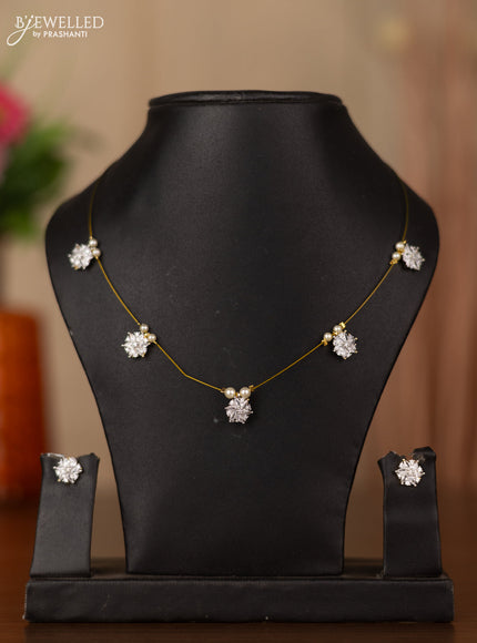 Invisible chain with cz stones in gold finish