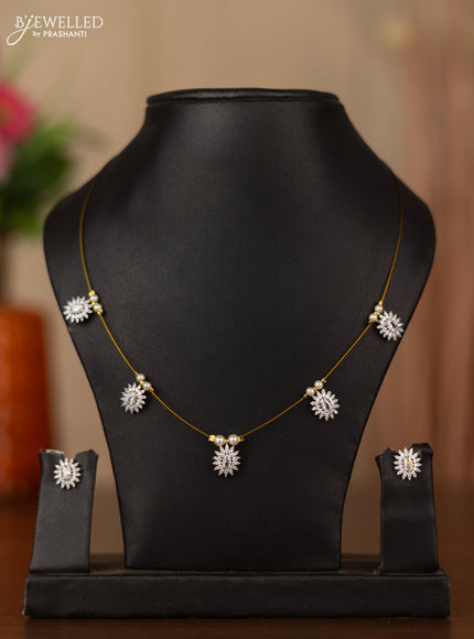 Invisible chain with cz stones in gold finish