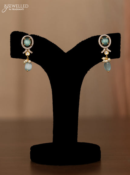 Invisible chain with mint green & cz stones and beads hangings