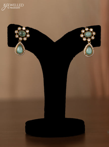 Invisible chain with mint green and kundan & cz stones