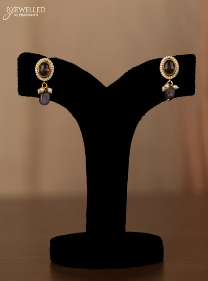 Invisible chain with purple & kundan cz stones and beads hangings