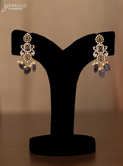 Invisible chain peacock design with purple & cz stones and beads hangings