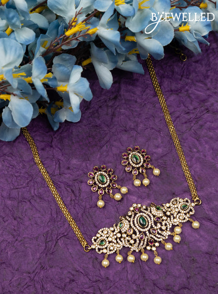 Antique choker with kemp & cz stones and pearl hangings