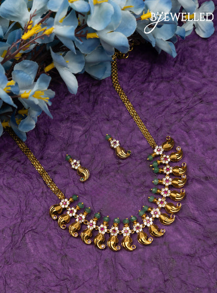 Antique choker manga pattern with pink kemp and cz stones