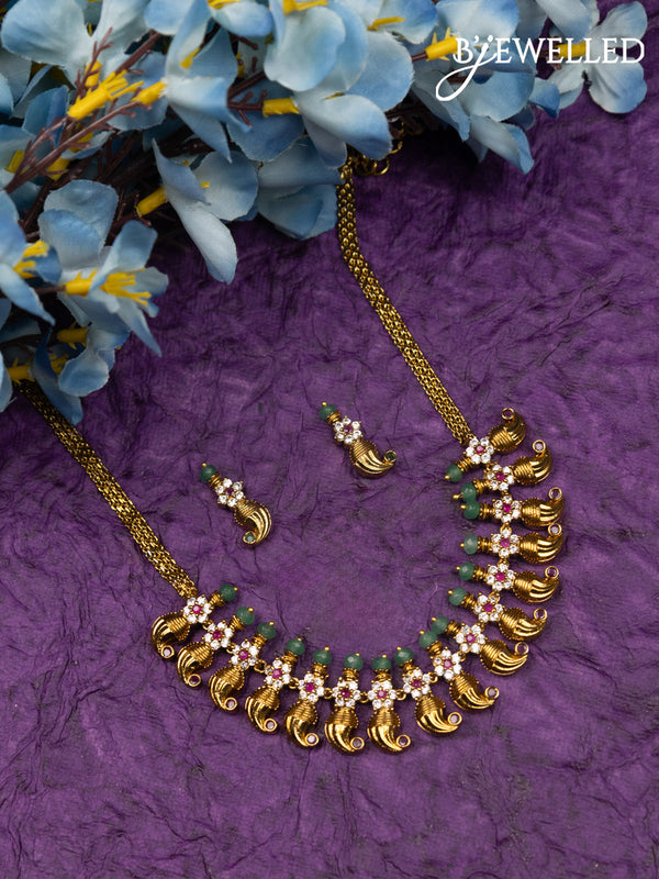 Antique choker manga pattern with pink kemp and cz stones
