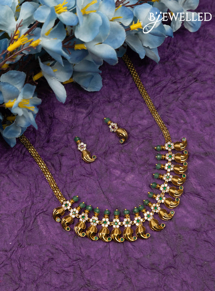Antique choker manga pattern with green kemp and cz stones