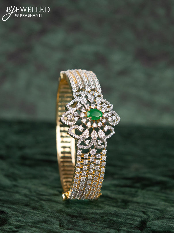 Zircon bracelets with emerald and cz stones in gold finish