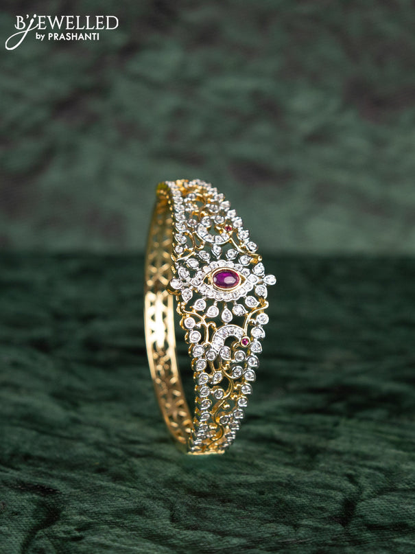 Zircon bracelets with ruby and cz stones in gold finish